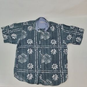 Vintage Men's Bugle Boy Blue Floral Shirt XL